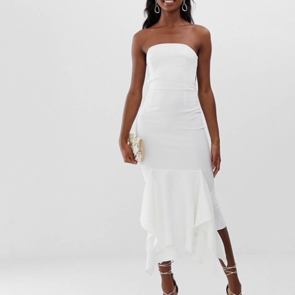 ASOS White/Ivory Tall Bandeau Crepe Midi Dress